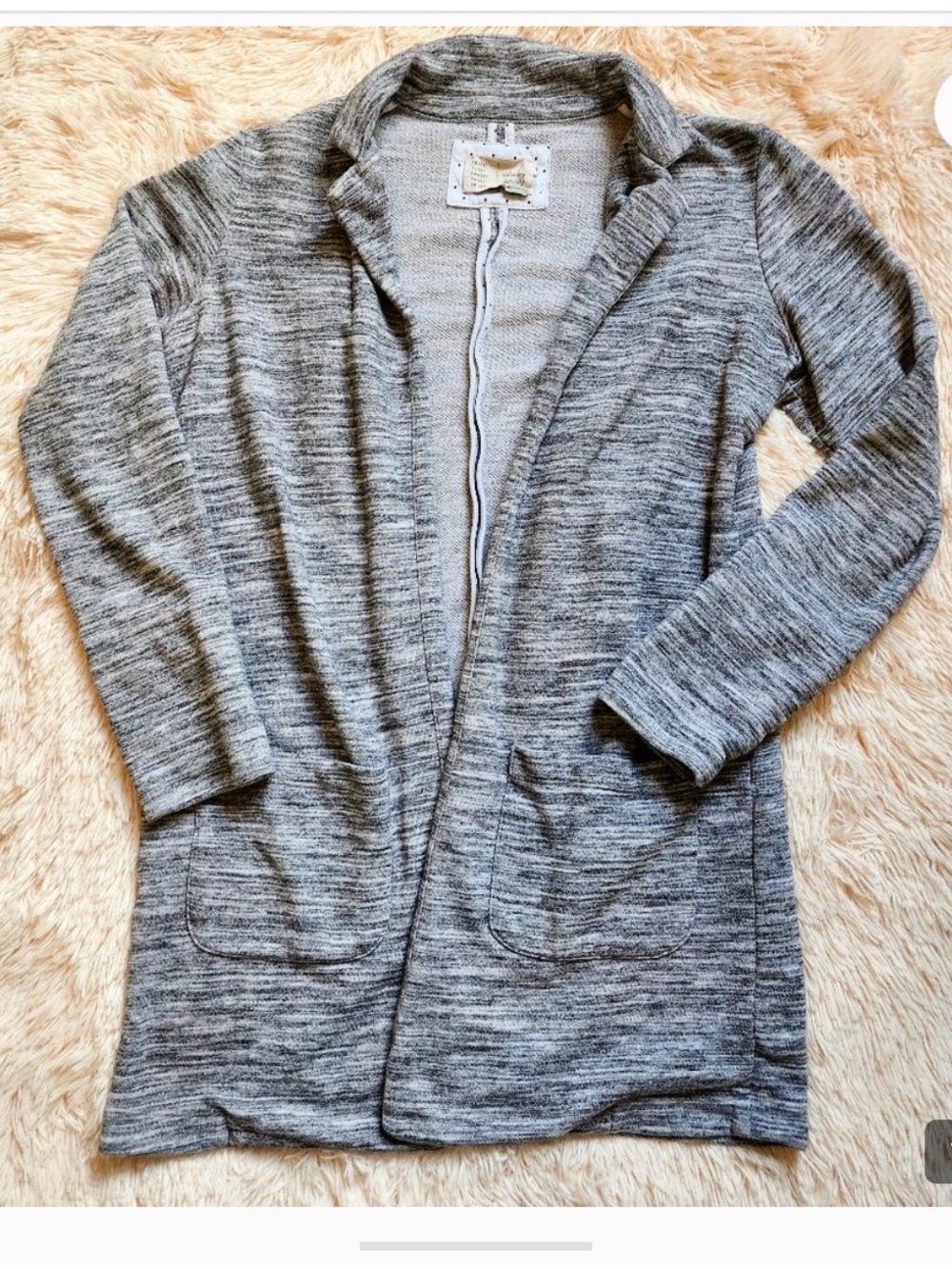 Anthropologie Gray Marled Open-Front Cardigan